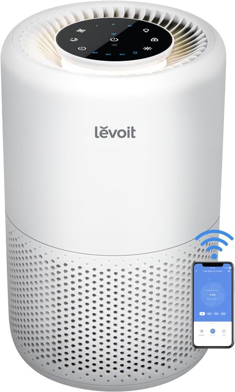 Photo 1 of LEVOIT Air Purifier for Home Bedroom, Smart WiFi Alexa Control, Covers up to 916 Sq.Foot, 3 in 1 Filter for Allergies, Pollutants, Smoke, Dust, 24dB Quiet for Bedroom, Core200S/Core 200S-P, White
