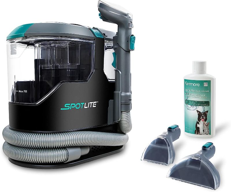 Photo 1 of Kenmore KW2001 SpotLite Portable Carpet Spot Cleaner & Pet Stain Remover, 17Kpa Powerful Suction with Versatile Tools for Upholstery, Couches, Car and Auto Detailer, Gray

