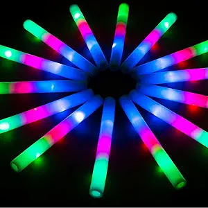 Photo 1 of SHQDD Glow Sticks Bulk, 5 Pcs LED Foam Sticks, Christmas Party Supplies, Foam Glow Sticks for Wedding with 3 Modes Colorful Flashing, Glow in the Dark Party Supplies for Wedding, Raves, Concert, Party, Camping 5 Pack New