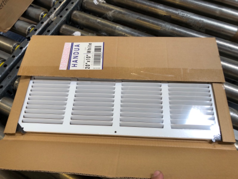 Photo 2 of Handua 20"W x 10"H [Duct Opening Size] Steel Return Air Grille | Vent Cover Grill for Sidewall and Ceiling, White | Outer Dimensions: 21.75"W X 11.75"H for 20x10 Duct Opening
