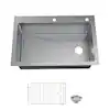 Photo 1 of Tight Radius 33 in. Drop-In Single Bowl 18 Gauge Stainless Steel Kitchen Sink with Accessories
