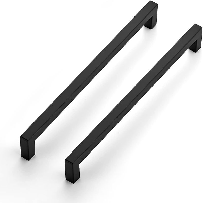 Photo 1 of 2 Pack 10" Kitchen Square Cabinet Handles Matte Black Cabinet Pulls Black Drawer Pulls REPLACEMENTS 