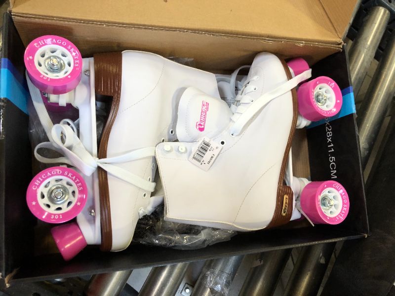 Photo 4 of CHICAGO Skates Premium White Quad Roller Skates for Girls and Women Beginners Classic Adjustable High-Top Design for Indoor or Outdoor Skates and Roller Derby
