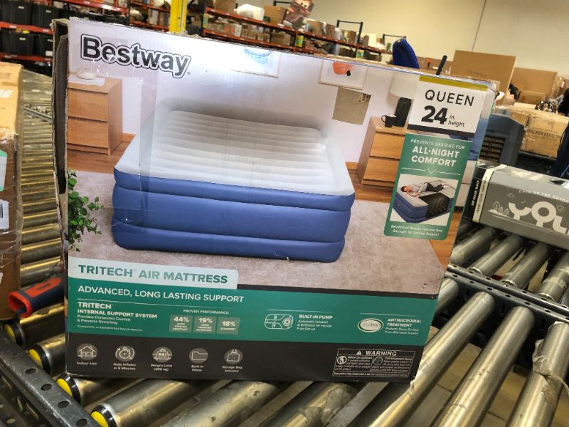 Photo 3 of Bestway Tritech Air Mattress Queen 24" With Built-In AC Pump Included And Antimicrobial Coating
