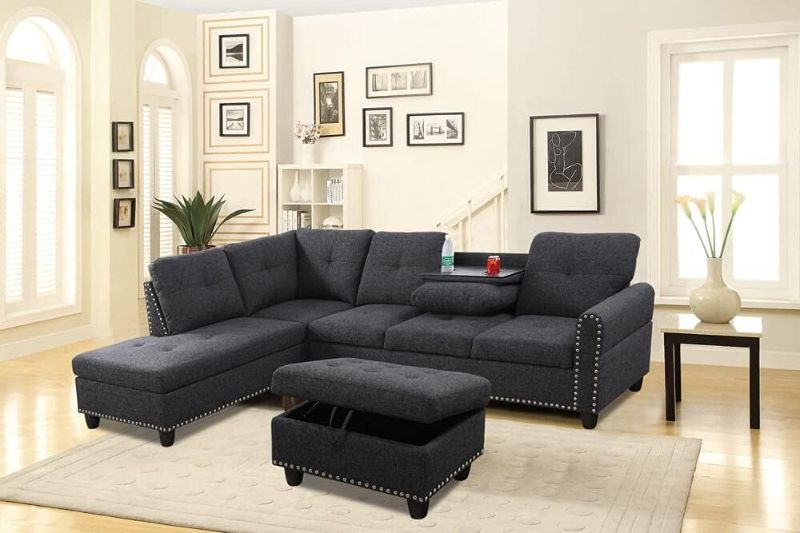 Photo 1 of LEFT CHAISE ONLY - - - - Modern Sofa Set Furniture Sofa Set Multifunctional Back Cushion & Ottoman Storage Chair (Left Facing, F09911A) - - -  INCOMPLETE SET

