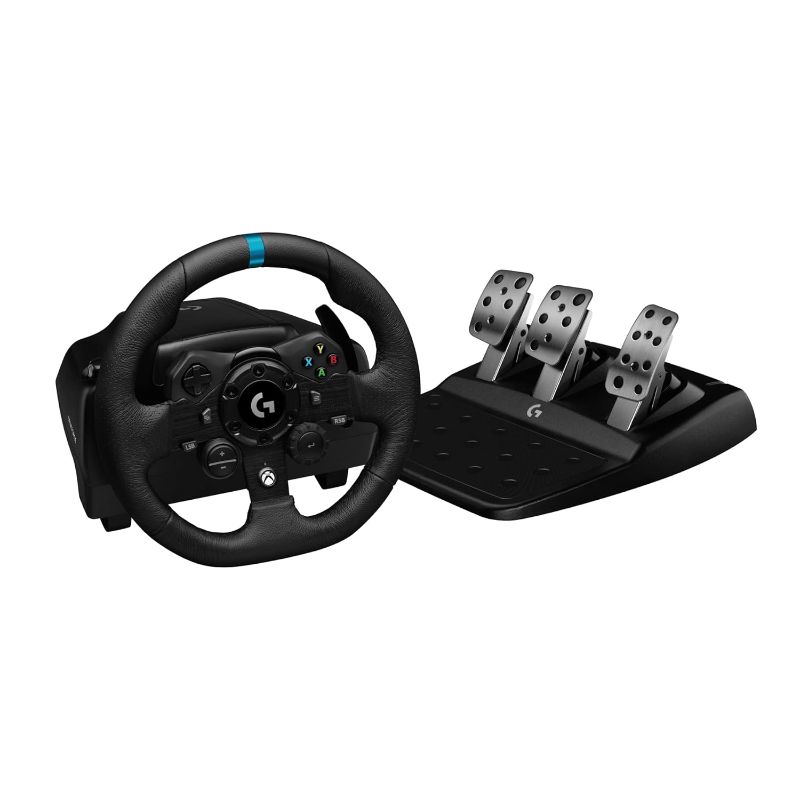 Photo 1 of Logitech G923 Racing Wheel and Pedals for Xbox X|S, Xbox One and PC featuring TRUEFORCE up to 1000 Hz Force Feedback, Responsive Pedal, Dual Clutch Launch Control, and Genuine Leather Wheel Cover Xbox|PC Wheel Only