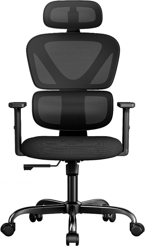 Photo 1 of Sytas Ergonomic Office Chair, High Back Mesh Desk Chair with Lumbar Support and Adjustable Headrest, Executive Swivel Computer Chair for Home Office, Tilt Function, Black

