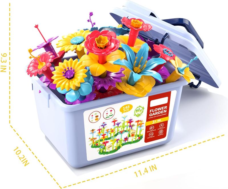 Photo 1 of Ci Vetch 148PCS Flower Garden Building Toys for Girls, Educational Activity Preschool Birthday Gifts for 2 3 4 5 Year Old Girls, Toddler Building Stem Toys for Kids Toddlers Ages 1-3 3-5
