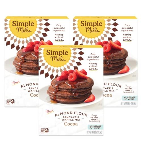 Photo 1 of Simple Mills Cocoa Pancake and Waffle Mix, Just Add Water, Gluten Free, Paleo Friendly, Breakfast, 10 Oz (3 Pack)
 EXP 5/30/2024
