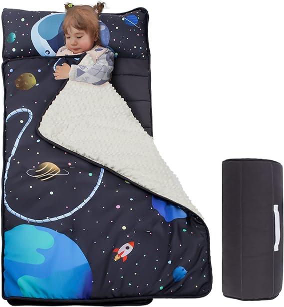 Photo 1 of Toddler Nap Mat,Toddler Sleeping Bag with Pillow and Blanket, 52"x22"x1.5"Extra Large Super Soft Microfiber, Rolled and Portable,Nap Mats for Preschool,Daycare,Home,Travel,Camping,Universal

