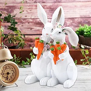 Photo 1 of 
Easter Decorations Bunny Home - 10.5" Spring Garden Decor Cute Bliss Rabbits Holding Carrot Gift for Children 6.6" * 5.1" * 10.2"
