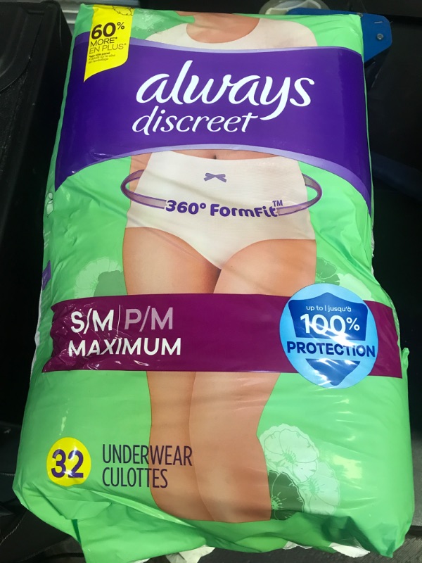 Photo 2 of Always Discreet Adult Postpartum Incontinence Underwear for Women - Maximum Protection
SIZE S/M 32PCS