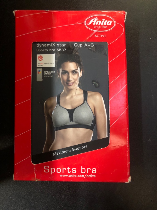 Photo 3 of Anita Womens Dynamix Star Sports Bra Heather Grey Nylon - Size 38C
