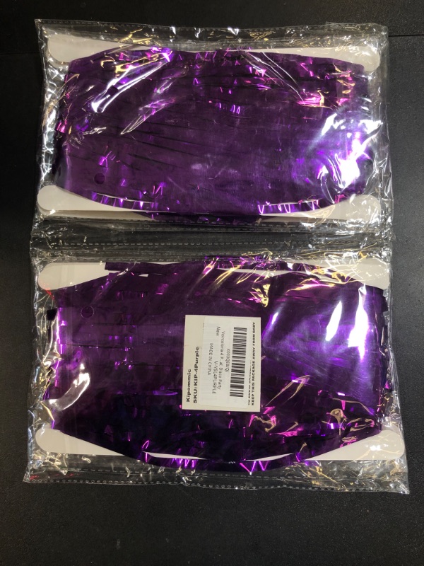 Photo 2 of 4 Pack Purple Foil Fringe Backdrop Curtains, Tinsel Streamers Birthday Party Decorations, Fringe Backdrop for Graduation, Baby Shower, Gender Reveal, Disco Party Purple 4 Pack