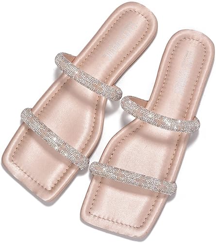 Photo 1 of Cape Robbin Benji Sandals Slides for Women, Womens Mules Slip On Shoes with Faux Rhinestone 8.5