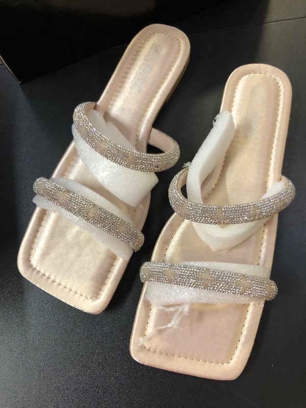 Photo 2 of Cape Robbin Benji Sandals Slides for Women, Womens Mules Slip On Shoes with Faux Rhinestone 8.5