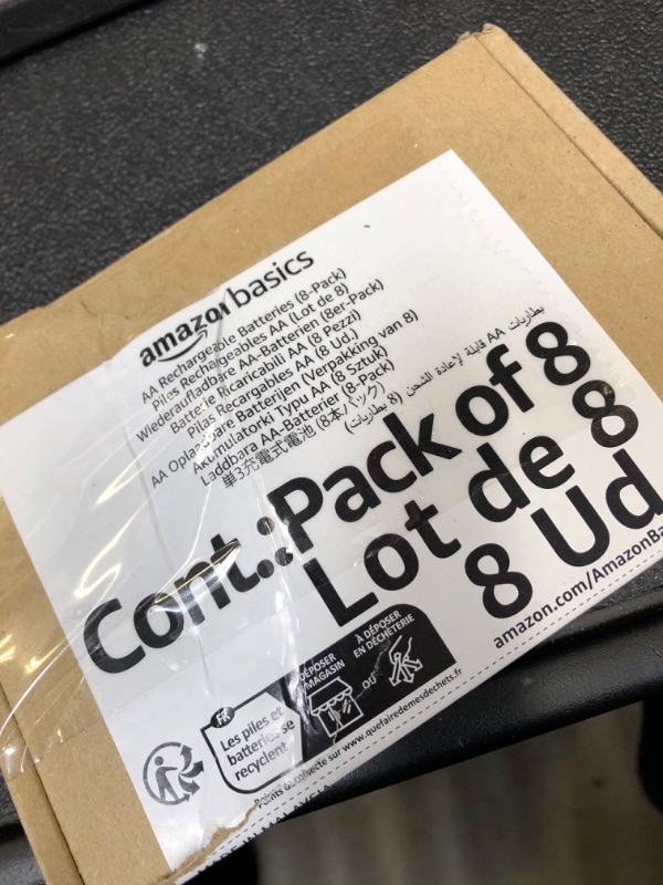 Photo 2 of Amazon Basics 8-Pack AA Rechargeable Batteries, Recharge up to 1000x, Standard Capacity 2000 mAh, Pre-Charged 8 Count (Pack of 1) Performance (2000 mAH) Batteries