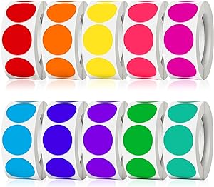 Photo 1 of 5000pcs Dot Stickers 3/4 Inch 10 Colors Circle Dot Labels Stickers Round Coding Labels for Office, Classroom