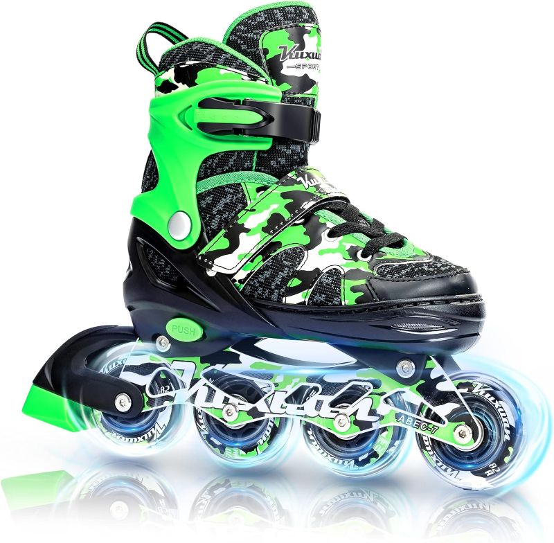 Photo 1 of 40*43 size  Kuxuan Skates Adjustable Inline Skates for Kids and Youth with Full Light Up Wheels Camo Outdoor Fun Illuminating Skates for Girls and Boys Beginner
