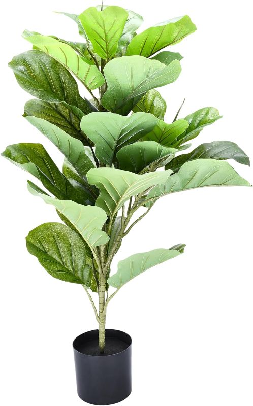 Photo 1 of LUWENER 6ft Artificial Plant Fiddle Leaf Fig Tree,Faux Ficus Lyrata in Pot,Ficus Fake Plant Artificial Trees for Office Indoor Outdoor Garden Living Room Home Decor(1PCS) Green