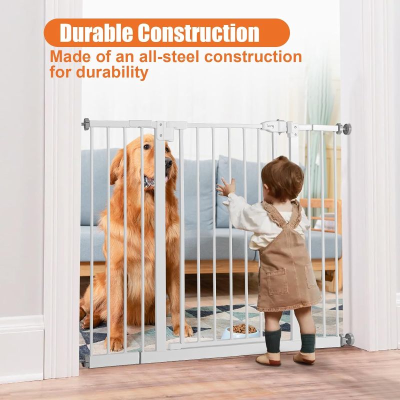 Photo 1 of  Baby Gate for Stairs, Auto Close Safety Dog Gate, Pressure Mounted Easy Walk Through Pet Gate for Doorways, Durable Safety Stair Gate