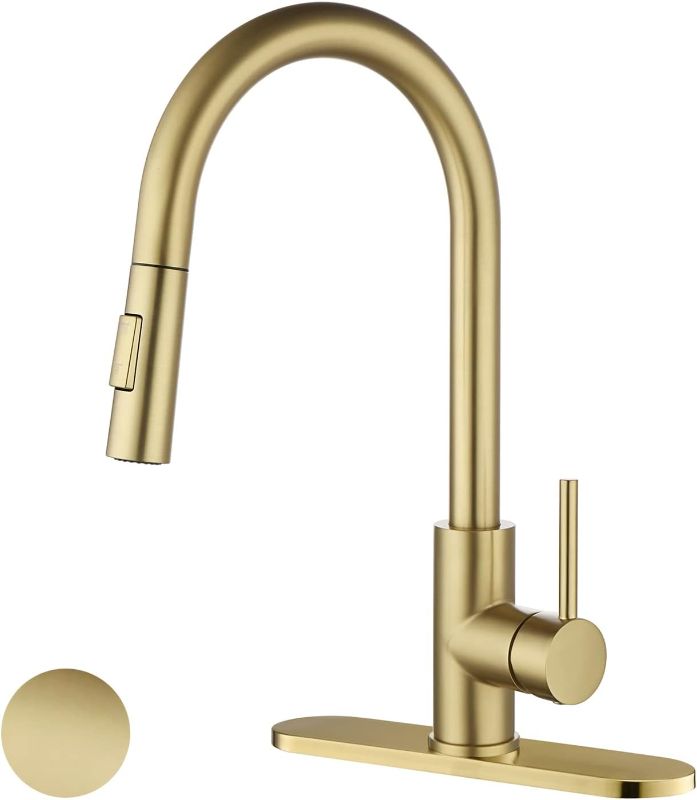 Photo 1 of Gold Kitchen Faucet with Pull Down Sprayer, High Arc Stainless Steel Materia 