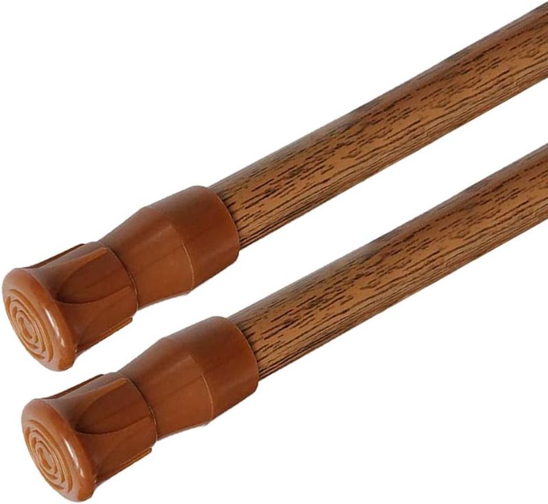 Photo 1 of AIZESI Spring Tension Curtain Rods Short Tension Rod (Wood, 16" to 28"-2Pcs, Optimum Scope of Application 16 to 24 inch, Can't Hang Heavy Curtains)
