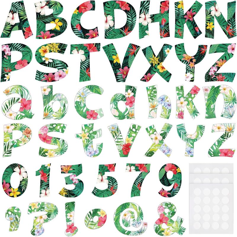 Photo 1 of Gueevin 216 Pcs Bulletin Board Letters for Classroom Numbers Alphabet and Punctuation Cutouts Poster Board Letters with Adhesive Dots for School Wall Bulletin Board Decoration(Hawaii)
