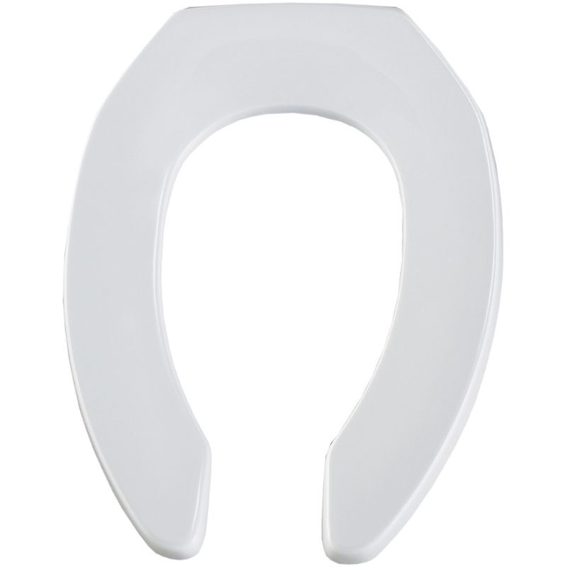 Photo 1 of Never Loosens Elongated Commercial Plastic Open Front Toilet Seat in White (MINOR DUST )
