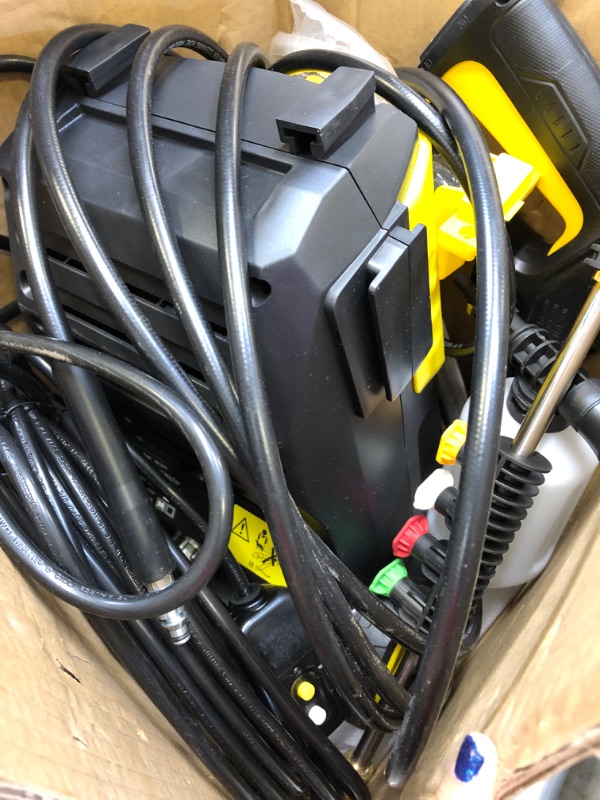 Photo 2 of  Electric Pressure Washer, 4200PSI Max 3.0GPM Power Washer Electric Powered with 20FT Hose, 4 Nozzles, Foam Cannon, High Pressure Cleaner Machine for Cars, Patios, Driveways, Fences, Yellow