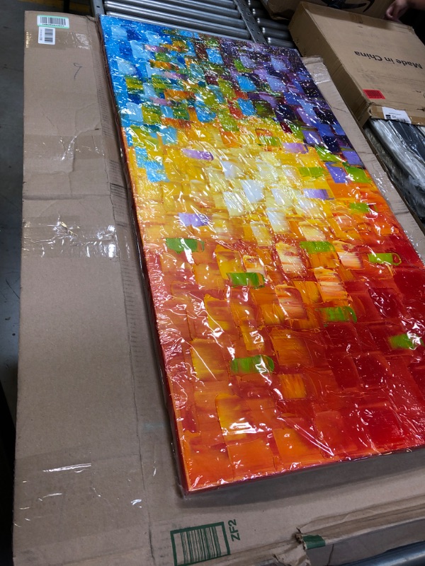 Photo 1 of Seekland Art Hand Painted Texture Large Oil Painting on Canvas Modern Abstract Huge Wall Art for Living Room Decor Contemporary Artwork Framed Ready to Hang (Framed 60 * 30 inch) Framed 60*30 inch