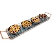 Photo 1 of Galrose Appetizer Tray with Snack Bowls – Galvanized Iron Rose Gold Trim 16.75”X5.25” Serving Platter with Serving Dishes for Parties