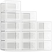 Photo 1 of SEE SPRING Large 12 Pack Shoe Storage Box, Clear Plastic Stackable Shoe Organizer for Closet