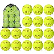 Photo 1 of 
Lewtemi 18 Pack 12" Yellow Sports Practice Softballs Official Size and Weight Slowpitch Softball with 1 Mesh Bag Unmarked Leather Covered Youth Fastpitch Softball Ball for Games Practice Training