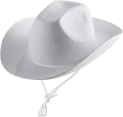 Photo 1 of White Cowgirl Hat for Women and Men with Adjustable Neck Drawstring, Dress-up Parties, and Play Costume Accessories, fits Most Teen Girls Boys, and Adults