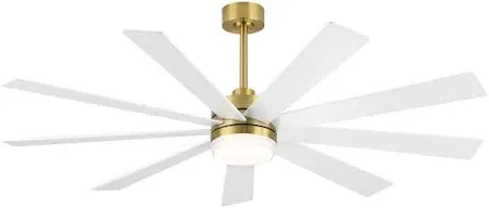 Photo 2 of 65 in. LED Indoor White and Gold Ceiling Fan with Remote
