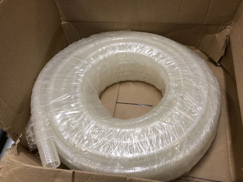 Photo 2 of Eastrans 1" ID x 50ft High Pressure Braided Clear PVC Vinyl Tubing, Heavy Duty Reinforced Hose, BPA Free, Non-Toxic 1" I.D. 50 Feet