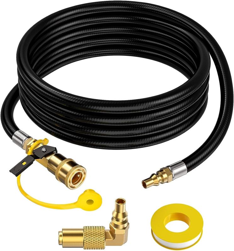 Photo 1 of PatioGem 7 FT Quick Connect Propane Hose for RV to Grill, Propane Hose Adapter with 1/4" Shutoff Valve and 1/4" Male Full Flow Plug, LP RV Hose with Elbow Adapter for 17" and 22" Blackstone Griddles