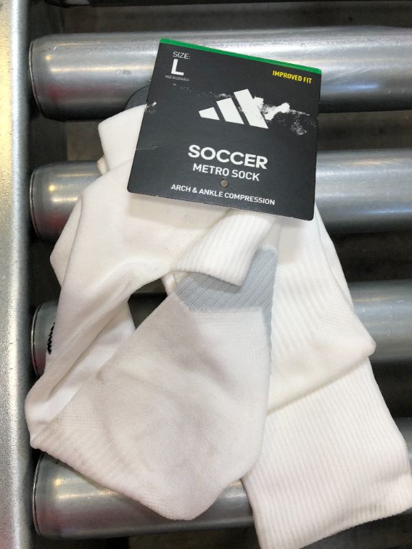 Photo 2 of Adult Adidas METRO 6 Knee High Soccer Socks Large White
