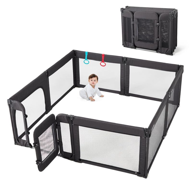 Photo 1 of Baby Playpen, Play Pen for Toddlers 1-3 Doradotey Playpen with Door, Large 79x71Baby Playpen, Foldable & Adjustable Playpen for Babies and Toddlers Play Yard for Baby, Baby Fence Black
