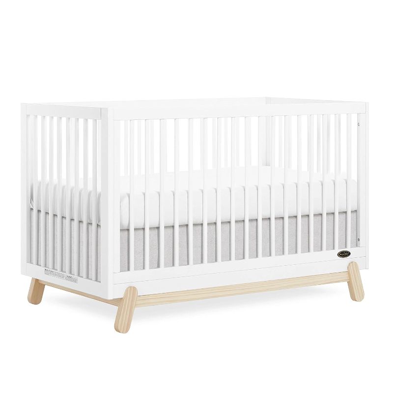 Photo 1 of Hygge 5-in-1 Convertible Crib in Weathered Vintage Oak, JPMA & Greenguard Gold Certified, Made of Sustainable Pinewood, Easy to Clean, Safe Wooden Nursery Furniture BLACK