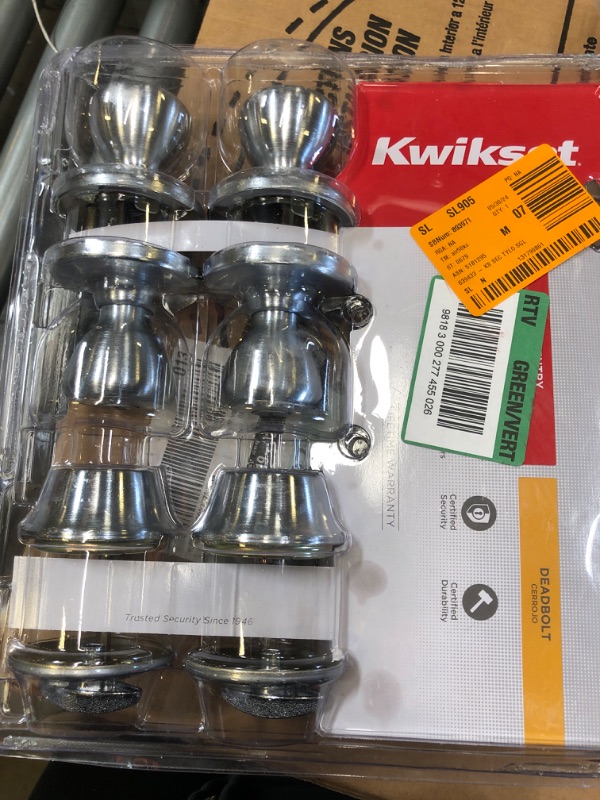 Photo 2 of Kwikset 242 Tylo Entry Knob and Single Cylinder Deadbolt Project Pack in Satin Chrome