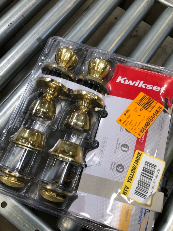 Photo 1 of Kwikset 242 Tylo Entry Knob and Single Cylinder Deadbolt Project Pack in Polished Brass