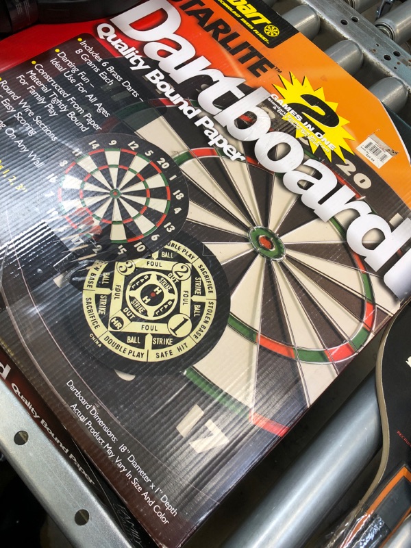 Photo 2 of Accudart 2-in-1 Starlite Quality-Bound Paper Dartboard Game Set with Six Included Brass Darts , Black