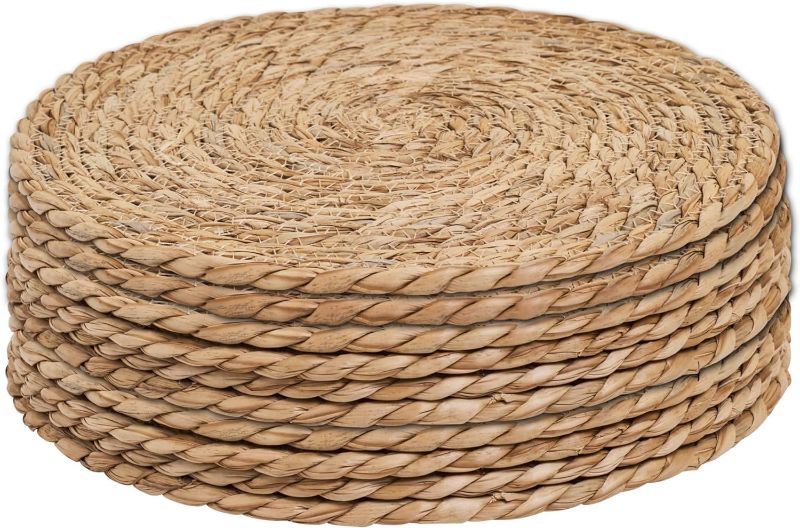 Photo 1 of Defined Deco Woven Placemats Set ound Rattan Placemats,Natural Hand-Woven Water Hyacinth Placemats,Farmhouse Weave Place Mats,Rustic Braided Wicker Table Mats for Dining Table,Home,Weddin 