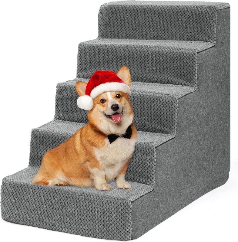 Photo 1 of Dog Stairs for High Bed and Couch, Premium Foam Dog Steps for Small Dogs, Older Pets, Non-Slip Pet Stairs with High-Strength Boards, Removable Washable Cover, 