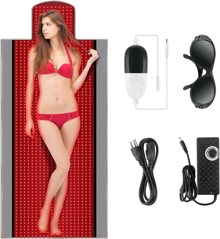 Photo 1 of Dual Wavelength LED Beads 660nm&850nm Red Light Therapy Mat Full Body Used to Relieve Pain71''x 33'', Home Near Infrared Light Therapy Product with Timer?Gray? 