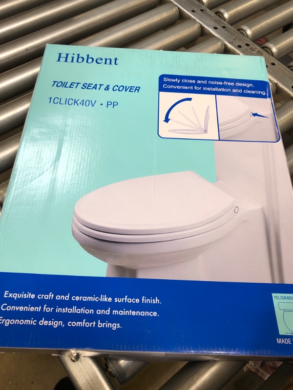 Photo 2 of Hibbent Premium Elongated Toilet Seat with Cover Quiet Close, One-Click to Quick Release, Easy Installation Non-Slip Seat Bumpers, Slow Close Toilet Seat and Cover, Easy Cleaning-White Color
 