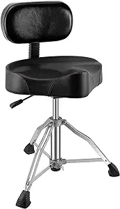 Photo 1 of Drum Throne with Backrest Drum Chair, Portable Removable Drum Throne Seat Motorcycle Style Hydraulic Drum Stool for Adults with Adjustable Backrest & Memory Foam (Black PU-Leather)