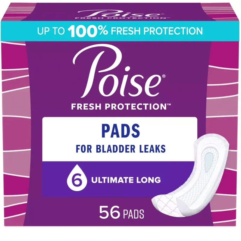 Photo 1 of Poise Incontinence Pads for Women, 6 Drop, Ultimate Absorbency, Long